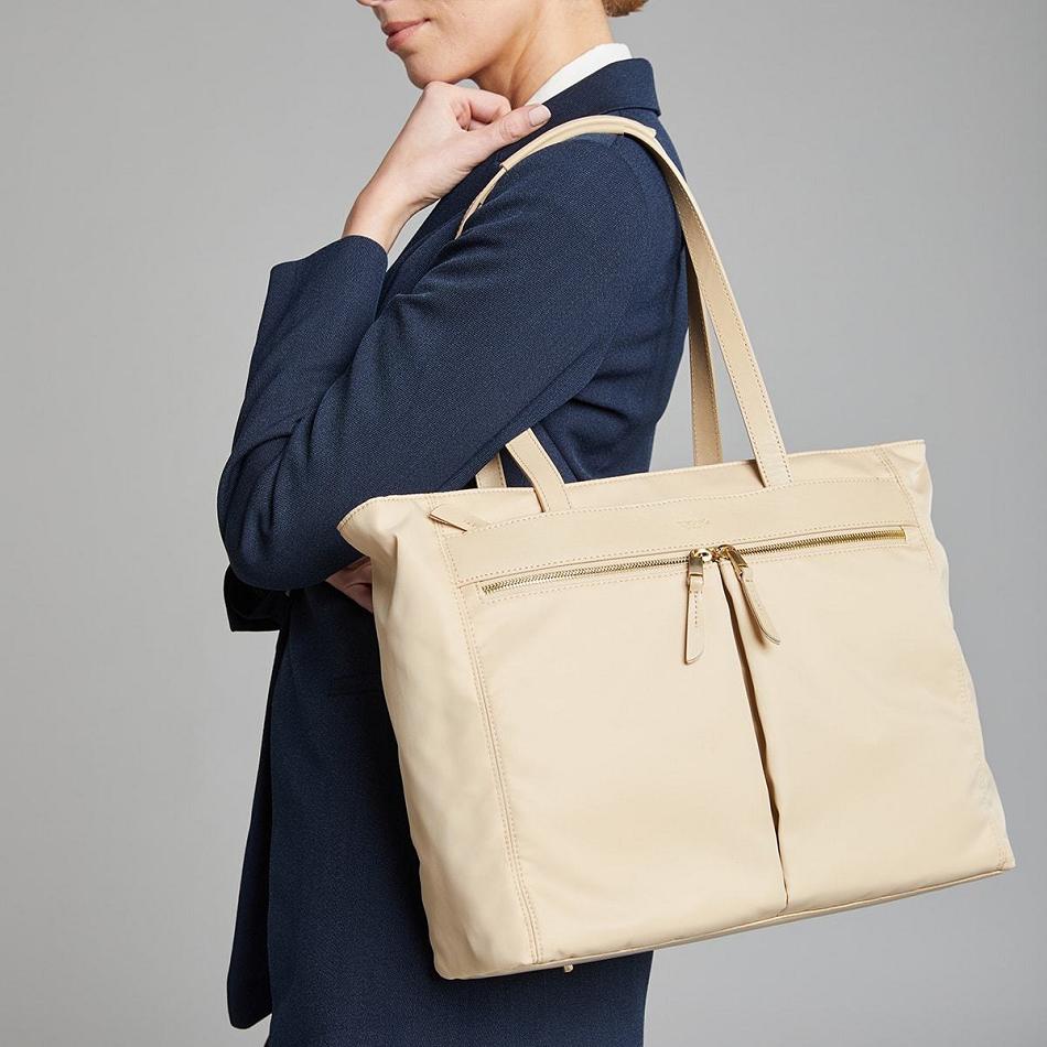 Beige Knomo Grosvenor Place Laptop Bags | TUKPQ76908