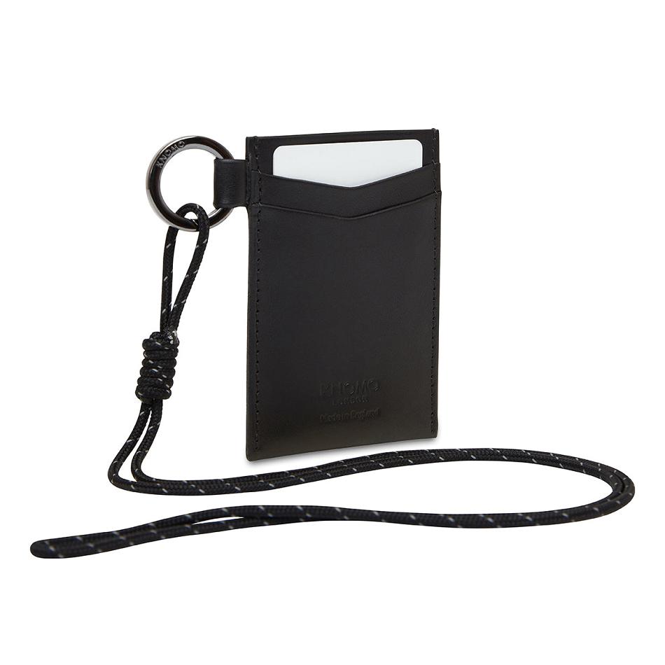 Black Knomo Id Card Holder With Lanyard Outlet | BUKSD35341