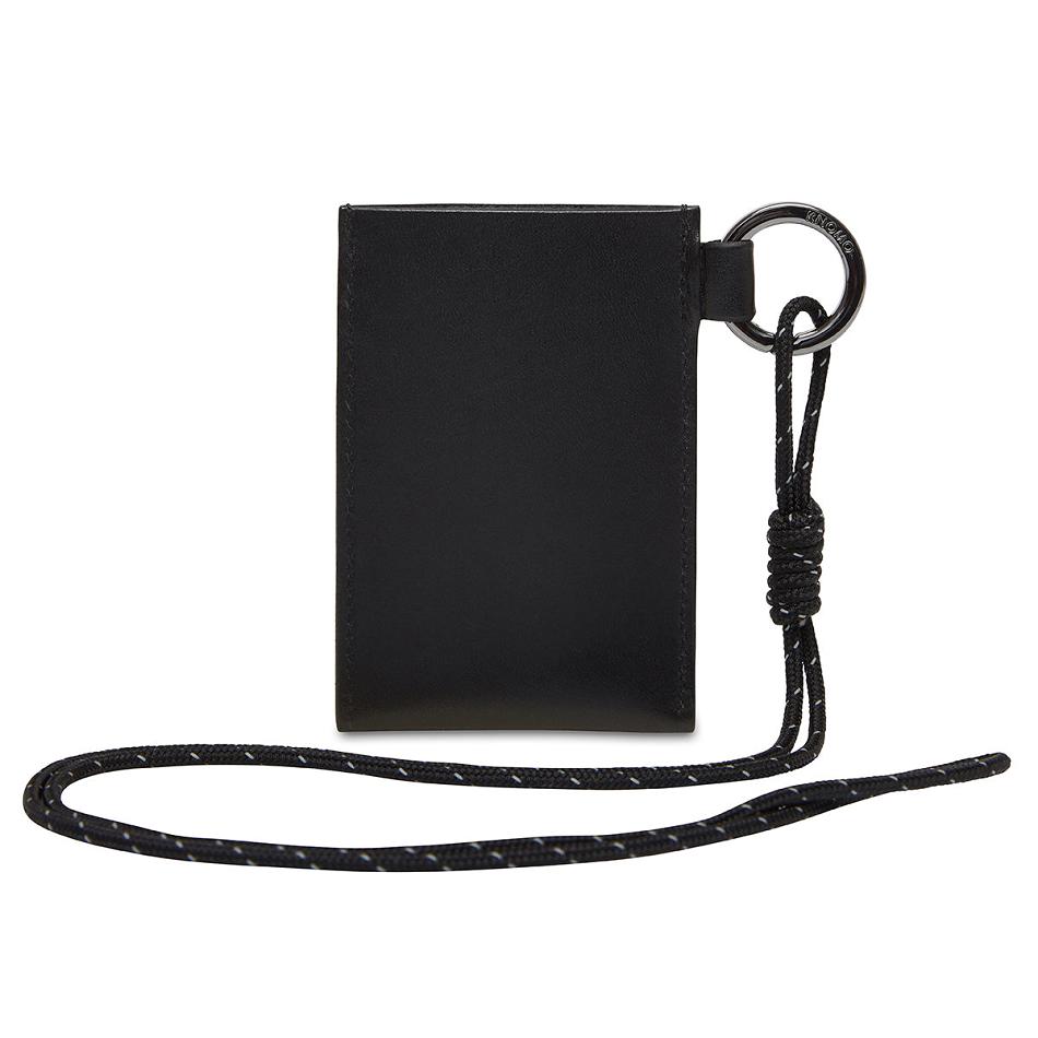 Black Knomo Id Card Holder With Lanyard Outlet | BUKSD35341