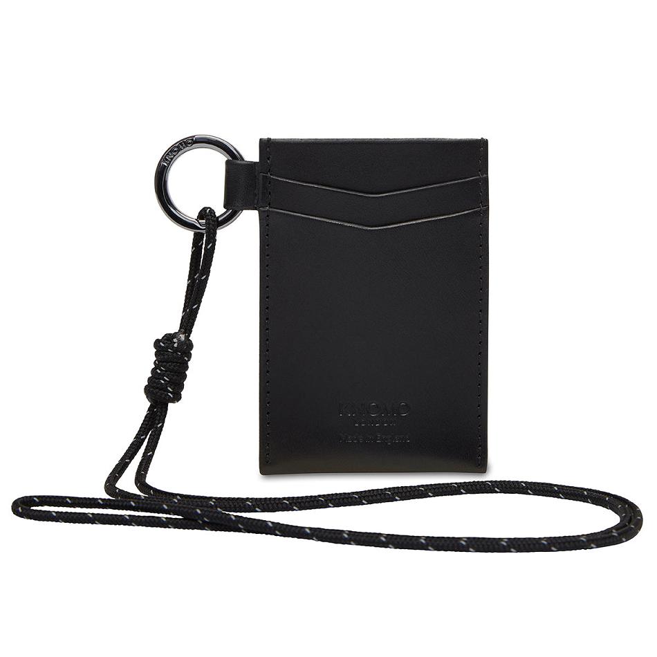 Black Knomo Id Card Holder With Lanyard Outlet | BUKSD35341