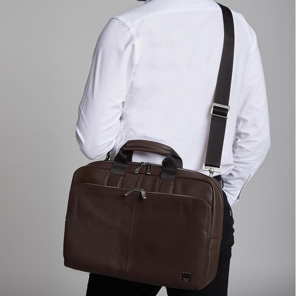 Brown / Blue Knomo Newbury Briefcases | UKJBT14700