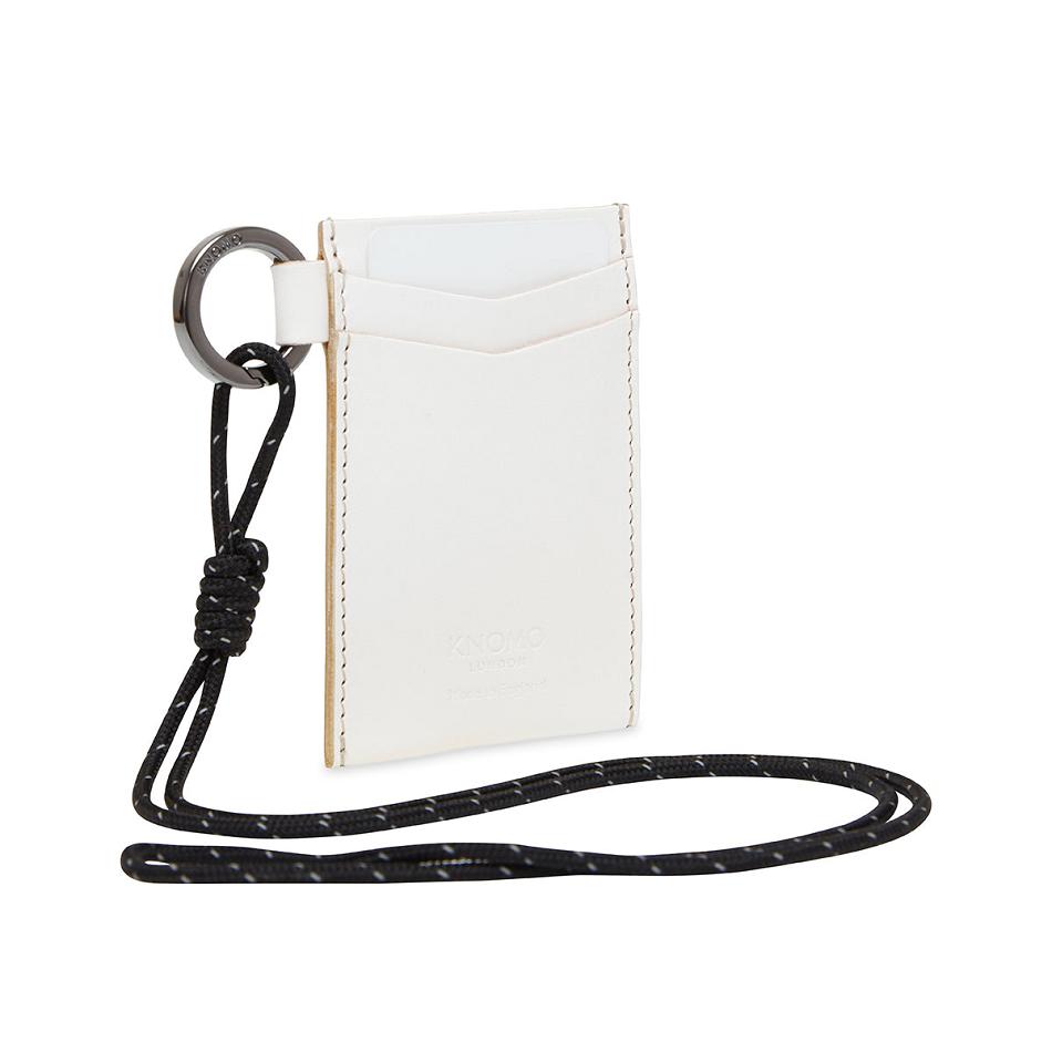 White Knomo Id Card Holder With Lanyard Outlet | BUKSO66992